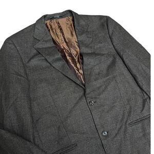 Arnold Brant Blazer Mens 42L-T Brown Wool Herringbone 2 Button Canada Jetted